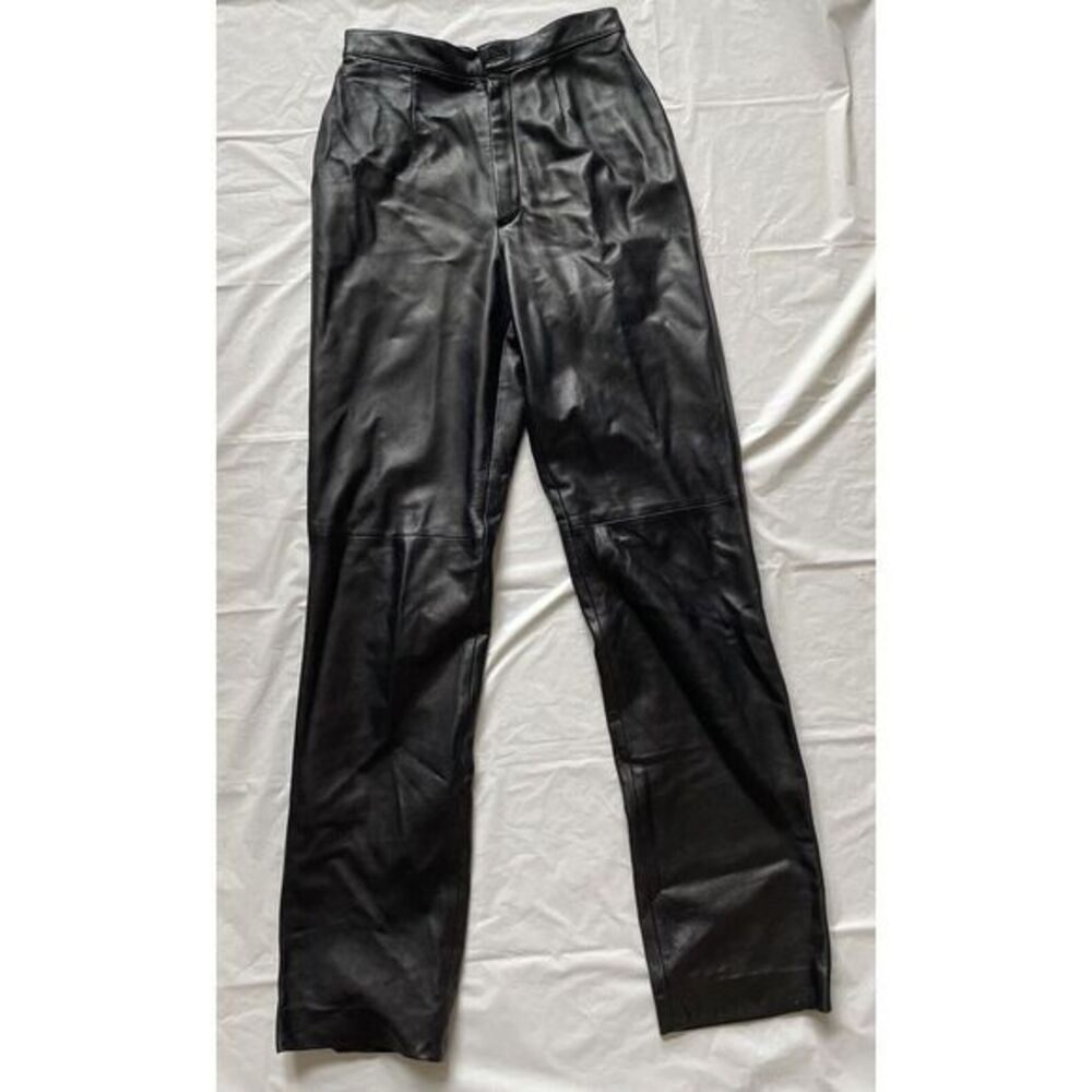 Dana Buchman Women's Black 100% Leather Pants Size 4 Soft Lined W Flaw